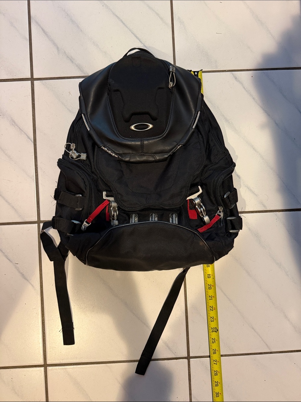 Oakley Black Backpack with Red Accent Tabs